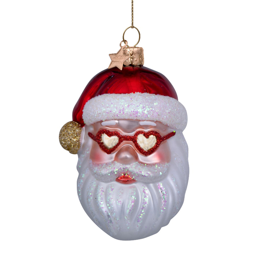 Vondels Christbaumschmuck RED SANTA Glas opalrot 10cm