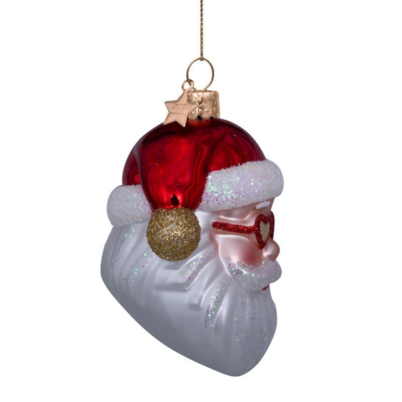 Vondels Christbaumschmuck RED SANTA Glas opalrot 10cm - Sir Henrys