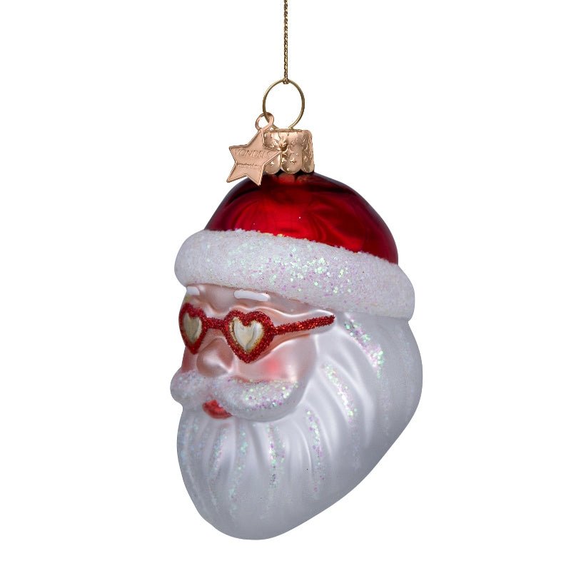 Vondels Christbaumschmuck RED SANTA Glas opalrot 10cm - Sir Henrys