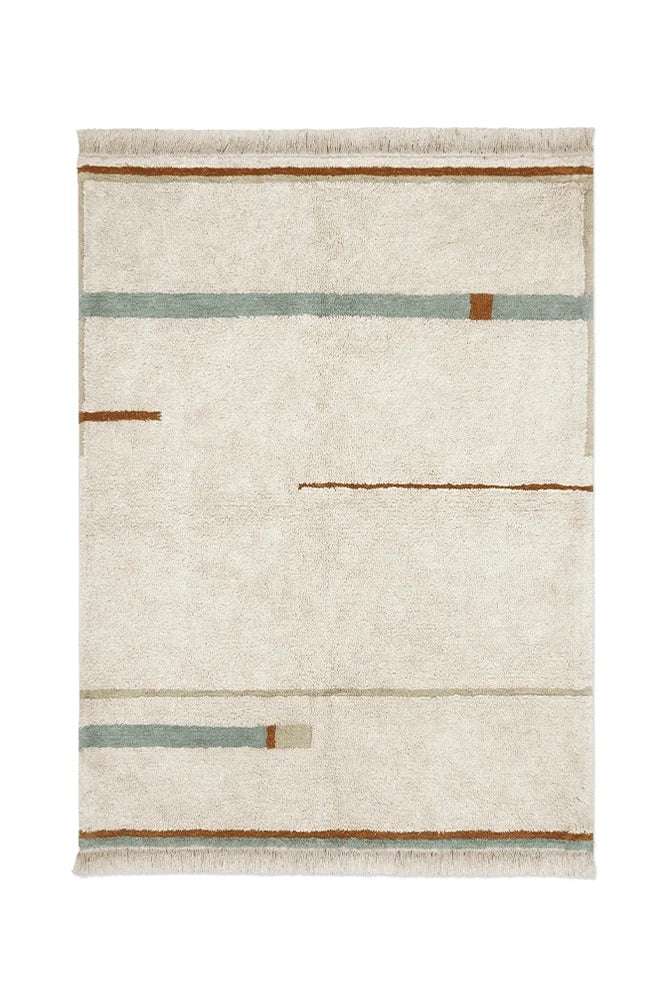 Lorena Canals Waschbarer Teppich Lane Natural - Vintage Blue | 300x200cm