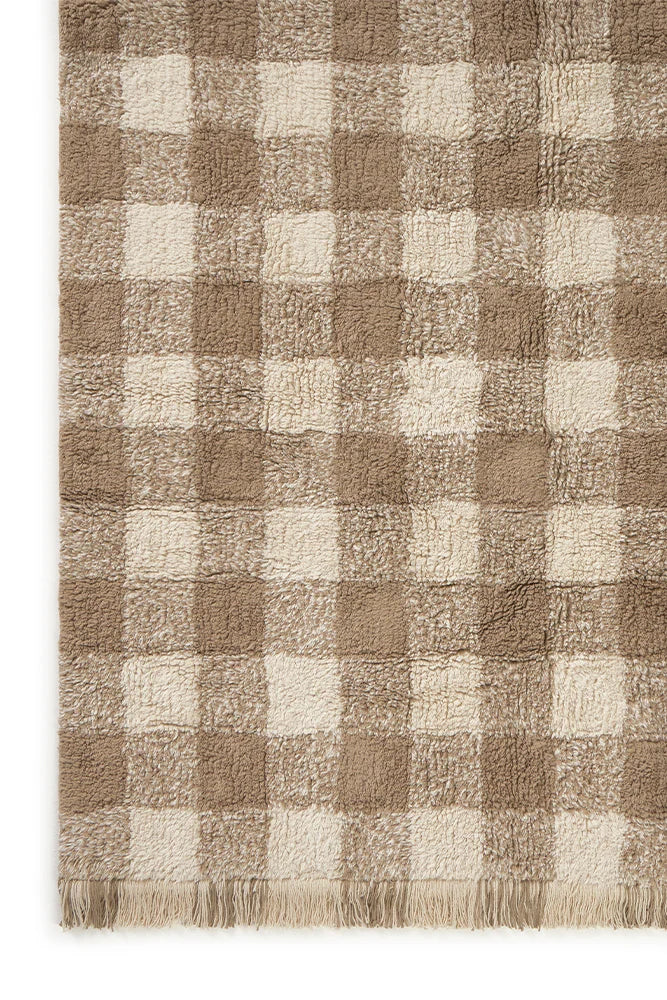 Lorena Canals Waschbarer Teppich Vichy Marron | 180x150cm