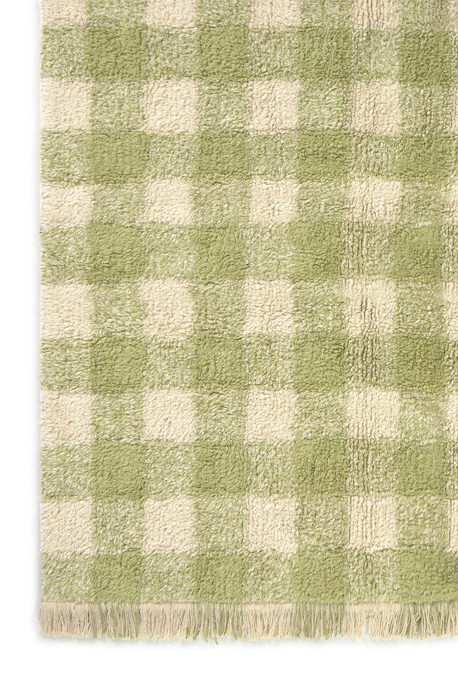 Lorena Canals Waschbarer Teppich Vichy Matcha | 180x150cm