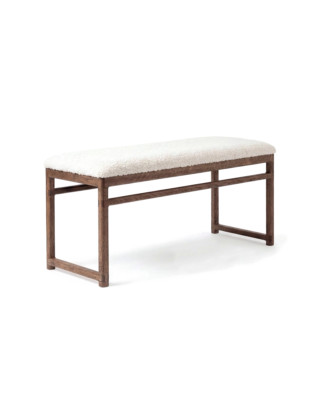by Crea® Holzbank ALVA Dunkle Eiche Bouclé Ivory