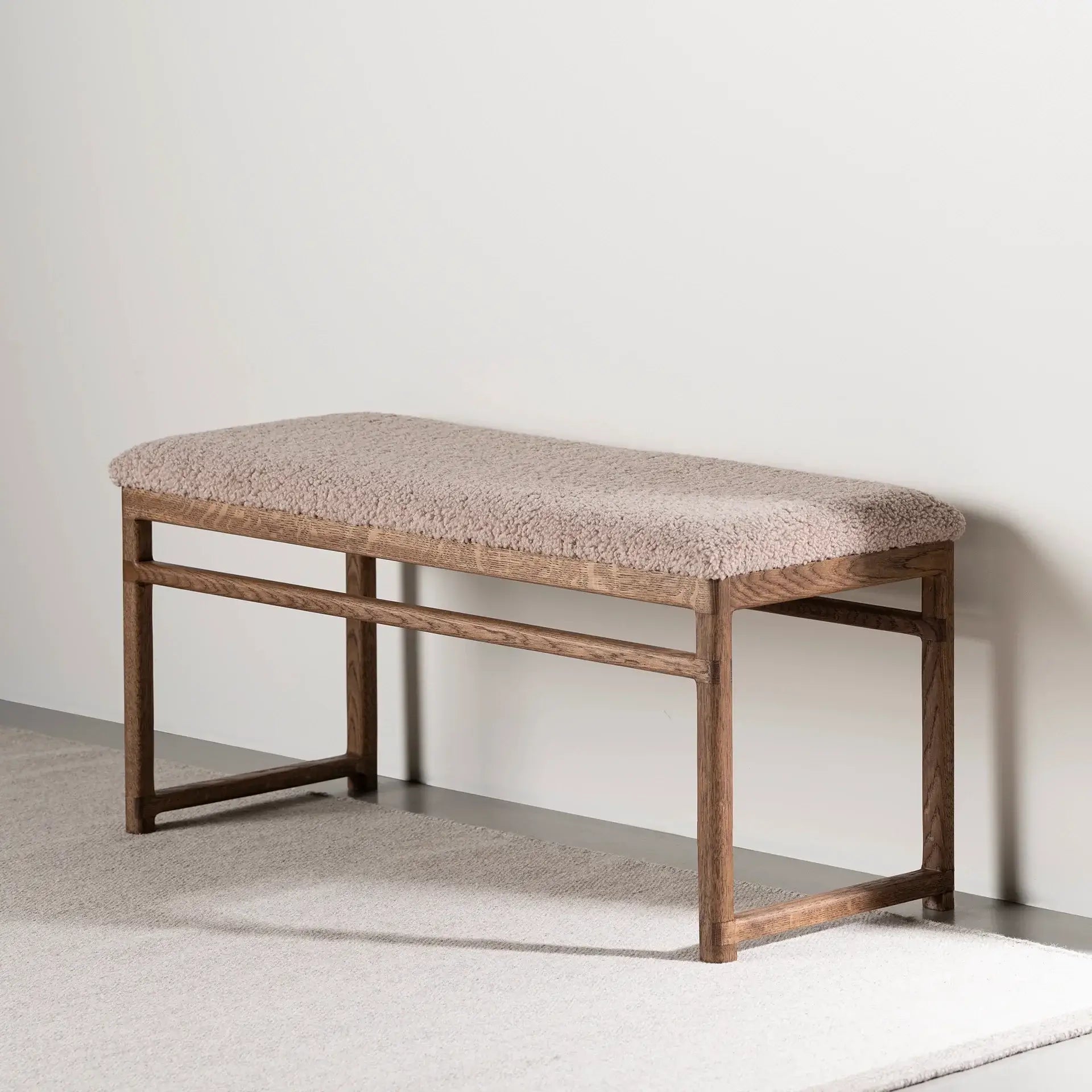 by Crea® Holzbank ALVA Dunkle Eiche Bouclé Greige