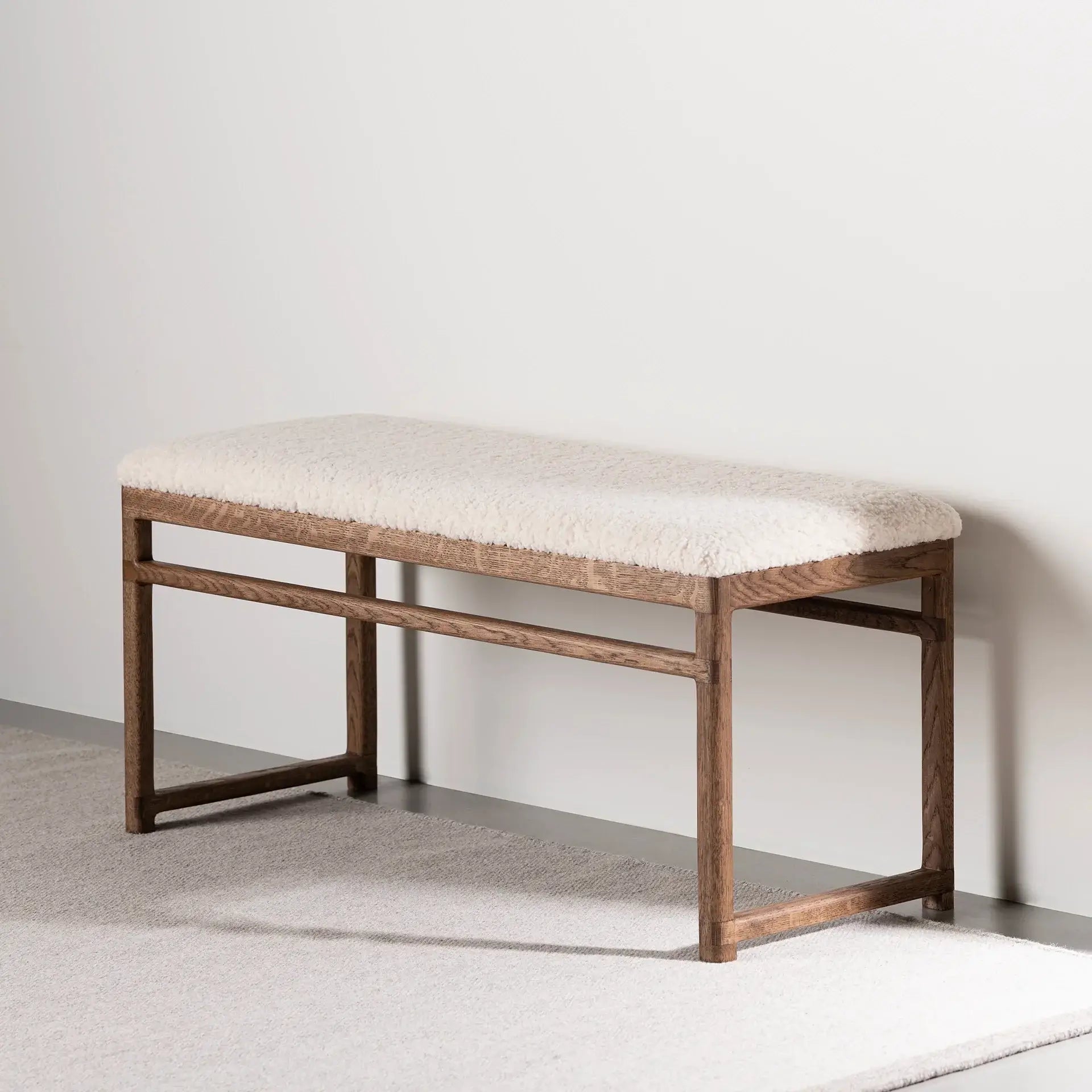 by Crea® Holzbank ALVA Dunkle Eiche Bouclé Ivory