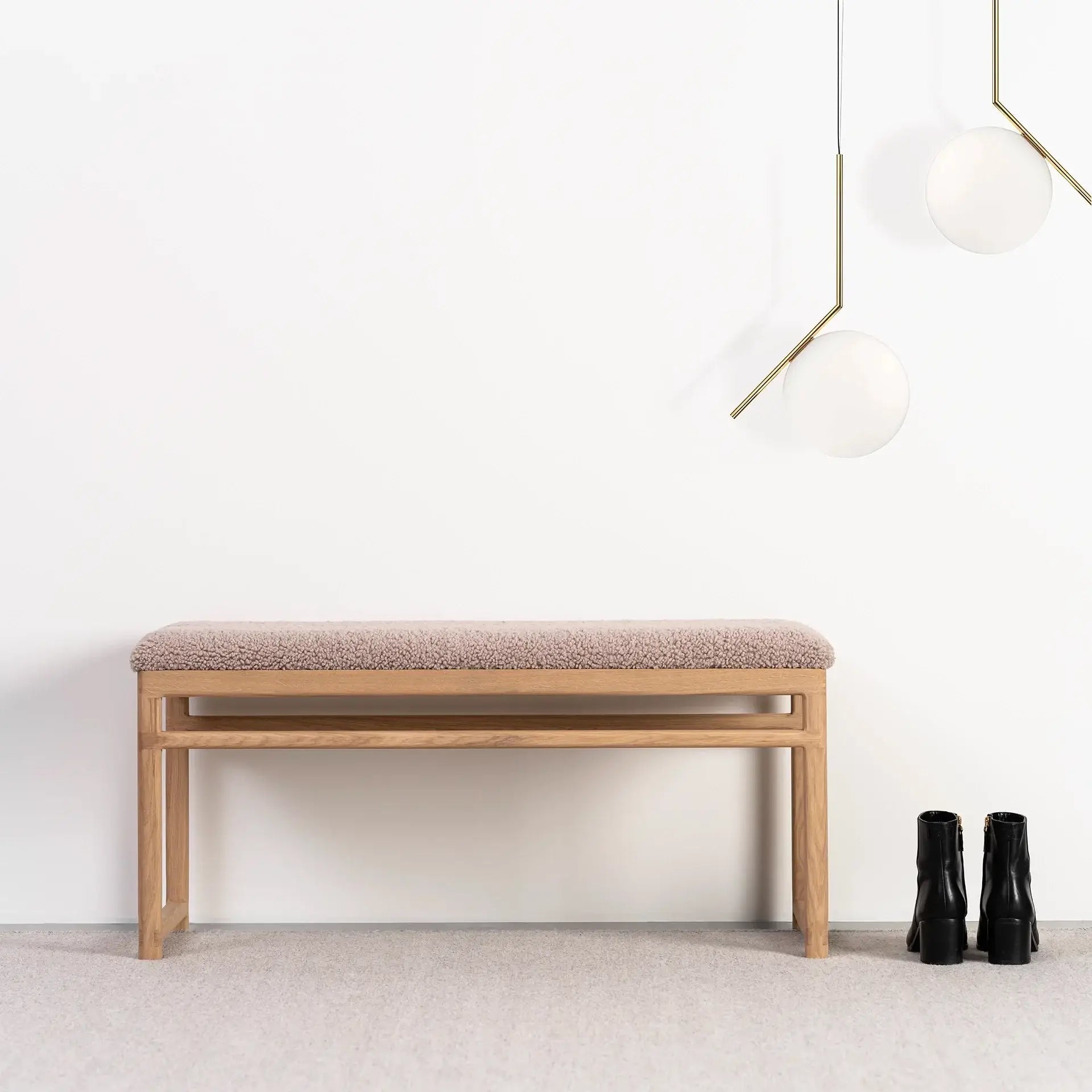 by Crea® Holzbank ALVA Eiche Natur Bouclé Greige