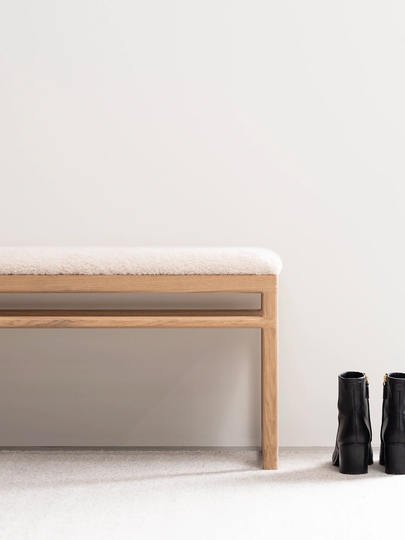 by Crea® Holzbank ALVA Eiche Natur Bouclé Ivory