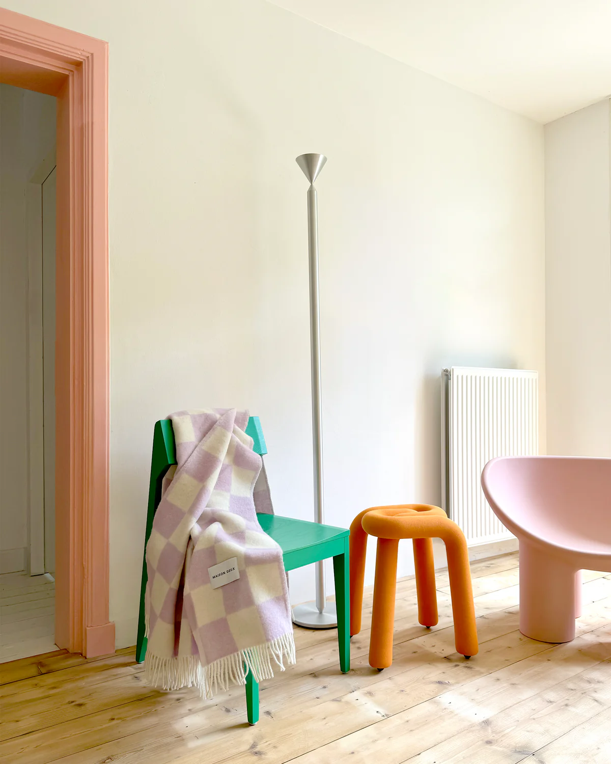 Maison Deux Kuscheldecke SWIRL buttergelb rosa | 130x200cm