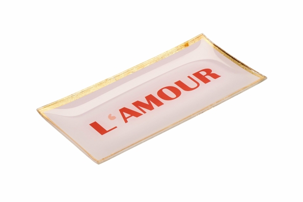 Glasteller L L&acute;Amour Goldrand rose 10x0,8x21cm - GiftCompany