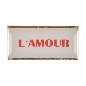 Glasteller L L&acute;Amour Goldrand rose 10x0,8x21cm - GiftCompany