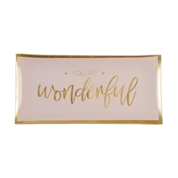 Glasteller L YOU ARE WONDERFUL gold rosa10x0,8x21cm - GiftCompany