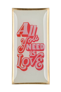 Glasteller L All you need is love 10x0,8x21cm weiss pink...
