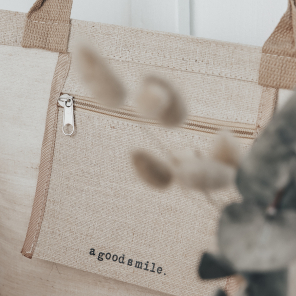 a good smile Shopping Bag Canvas Maxi SCRIPT beige personalisierbar