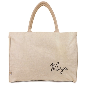 a good smile Shopping Bag Canvas Maxi SCRIPT beige personalisierbar