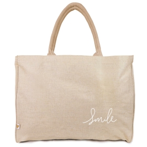 a good smile Shopping Bag Canvas Maxi SCRIPT beige personalisierbar