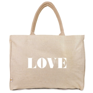 Shopping Bag Canvas Maxi LOVE  beige 48x37x19cm...