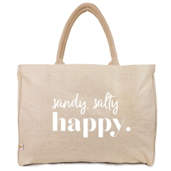 a good smile Shopping Bag Canvas Maxi SANDY SALTY HAPPY beige