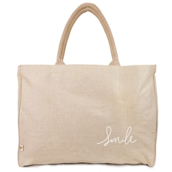 a good smile Shopping Bag Canvas Maxi SCRIPT beige 48x37x19cm personalisierbar SirHenry´s weiss