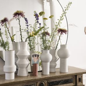 HKliving Vase weiß creme gesprenkelt M