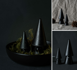 Storefactory Dekoobjekt Santa EVERT L Keramik schwarz | 6x15 cm