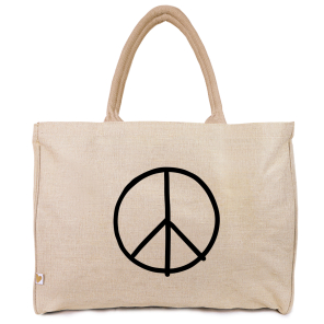 a good smile Shopping Bag Canvas Maxi PEACE beige personalisierbar