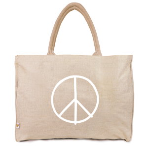 a good smile Shopping Bag Canvas Maxi PEACE beige personalisierbar