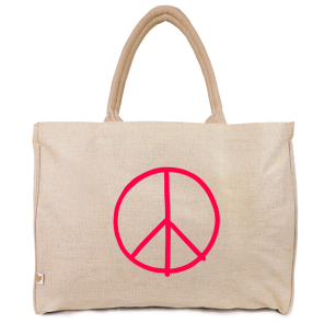 a good smile Shopping Bag Canvas Maxi PEACE beige personalisierbar