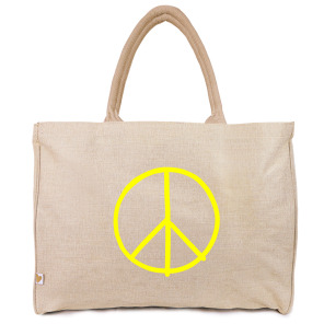 a good smile Shopping Bag Canvas Maxi PEACE beige personalisierbar