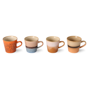 Becher AMERICANO Mug Keramik 70&acute;s bunt 4er Set HK...