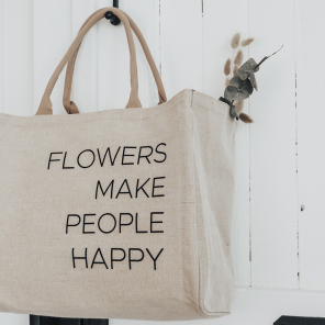 a good smile Shopping Bag Canvas Maxi FLOWERS beige