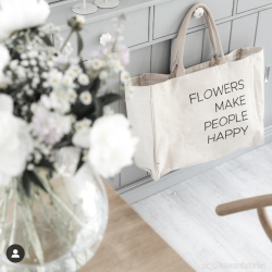a good smile Shopping Bag Canvas Maxi FLOWERS beige
