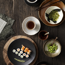 HKliving Teller Dinner Plate KYOTO japanese ceramic schwarz matt