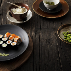 HKliving Teller Dinner Plate KYOTO japanese ceramic schwarz matt
