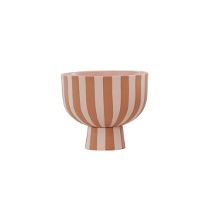 OYOY Schale Bowl TOPPU L mit Fuß rosa caramel gestreift