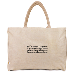 a good smile Shopping Bag Canvas Maxi POSITIVE VIBES beige personalisierbar