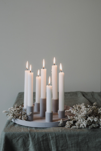 Storefactory Kerzenhalter LINGSBERG rund hellgrau