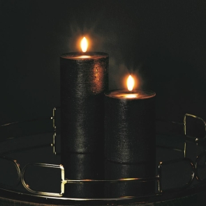 Uyuni Lighting LED Stumpenkerze FOREST BLACK schwarz...