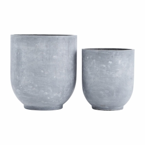 House Doctor Blumentopf 2er Set GARD grau Faserzement