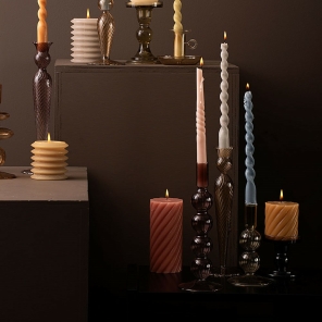 Present time Kerzenhalter CLASSIC sandbraun Glas