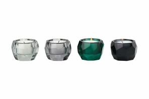 Gift Company Teelichthalter PALISADES Kristallglas hellgrau