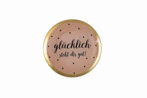 Gift Company Glasteller GLÜCKLICH M rund rosa