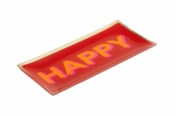 Gift Company Glasteller HAPPY L rot orange