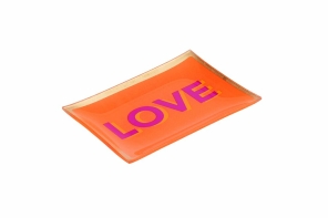 Gift Company Glasteller M LOVE orange lila 10x14cm
