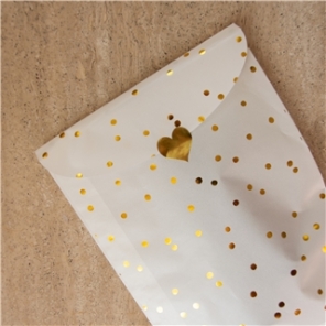 a good smile Geschenktüten GOLDEN DOTS Pergaminpapier Gitter natur - 6 Stück - 17x25cm