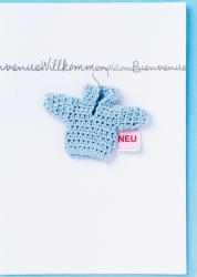 Räder Baby Welcome Card WILLKOMMEN Papier/Garn blau