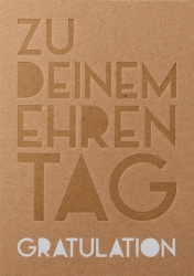 Räder Prägegrußkarte ZU DEINEM EHRENTAG Graupappe
