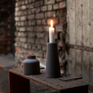 Storefactory Kerzenhalter LINGHED S Keramik dunkelgrau | Ø 6x15cm