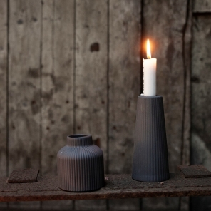 Storefactory Kerzenhalter LINGHED S Keramik dunkelgrau | Ø 6x15cm