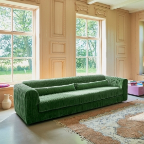 HKliving Club Couch Leinen/Samt verschiedene Farben