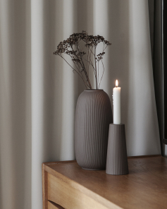 Storefactory Kerzenhalter LINGHED S Keramik braun | Ø 6x15 cm